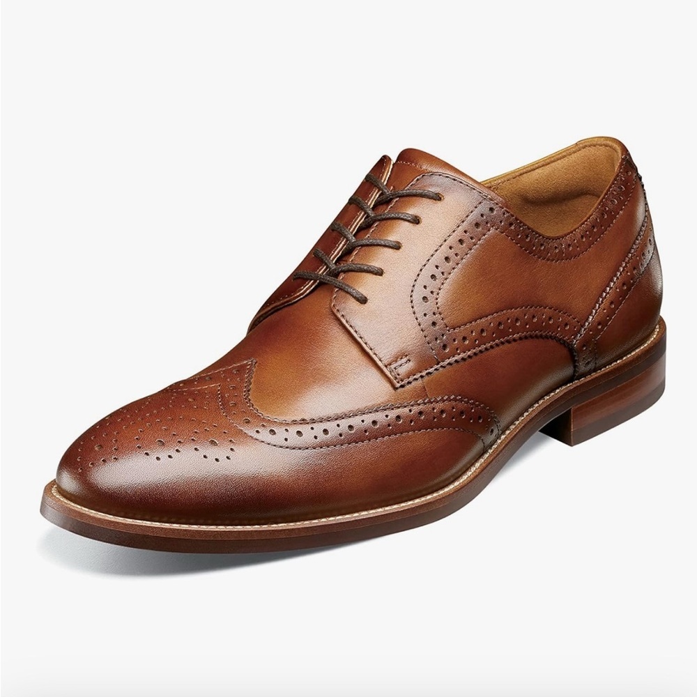 Florsheim cognac wing tipped Oxford shoes.